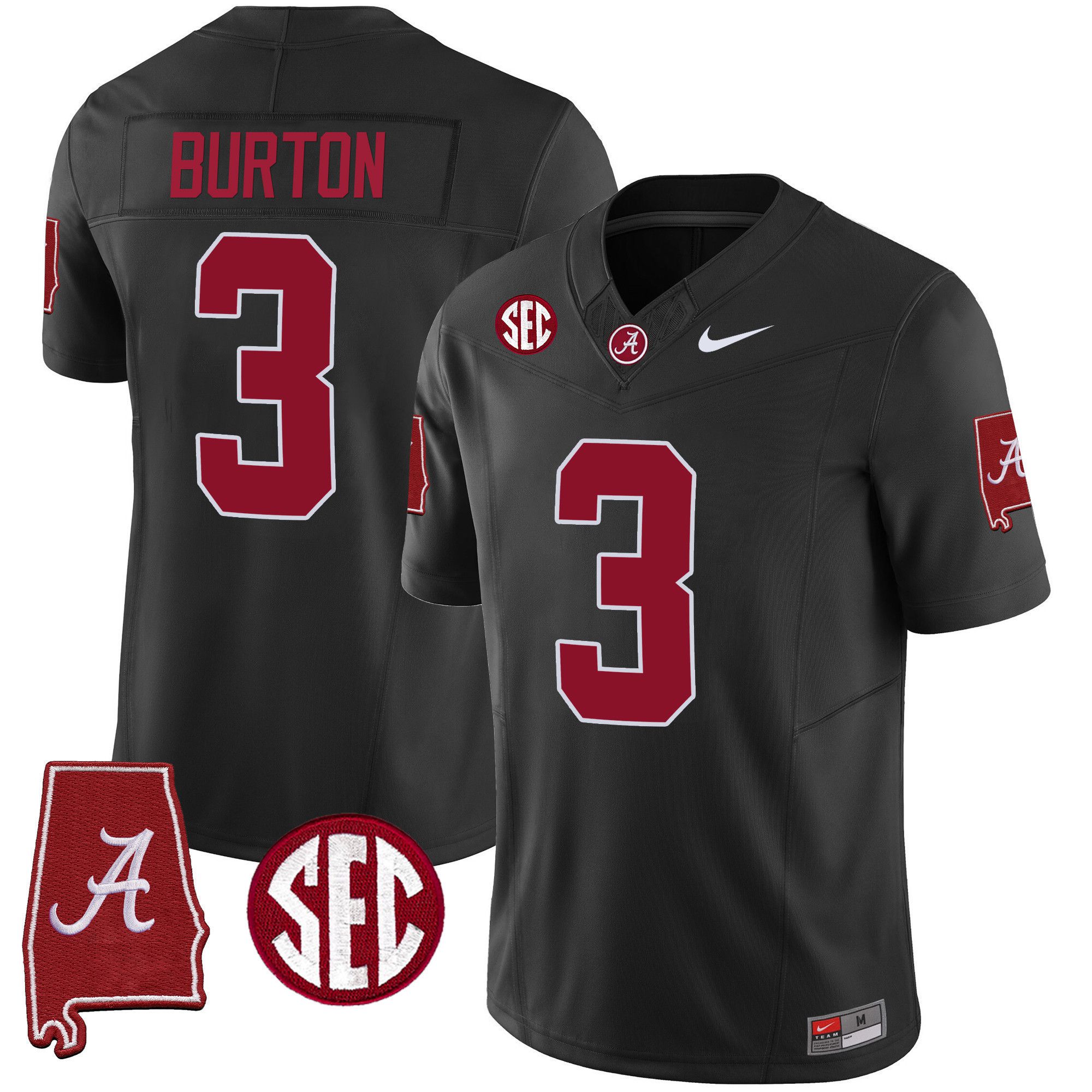 Men Alabama Crimson Tide #3 Burton Black 2024 Nike Vapor Limited NCAA Jersey